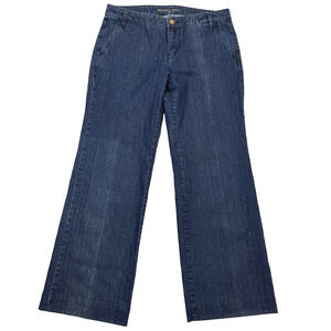 Michael Kors Jeans Womens 10 Blue Wide Leg Mid Rise Denim Pockets 100% Cotton